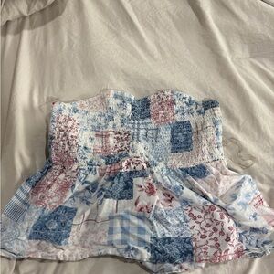 American Eagle Outfitters red white and blue Smocked Top